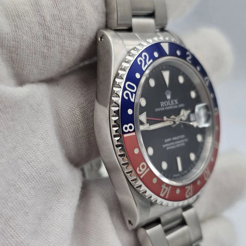 PAPERS Rolex GMT-Master II Pepsi 16710 Oyster Faded Bezel Watch 40mm BOX