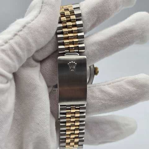 Rolex Datejust 36mm Blue Stick Dial Two Tone 18K Yellow Gold Jubilee 16233