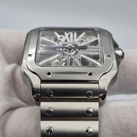 PAPERS 2018 Cartier Santos Skeleton Dial Stainless Steel 40mm WHSA0007 BOX