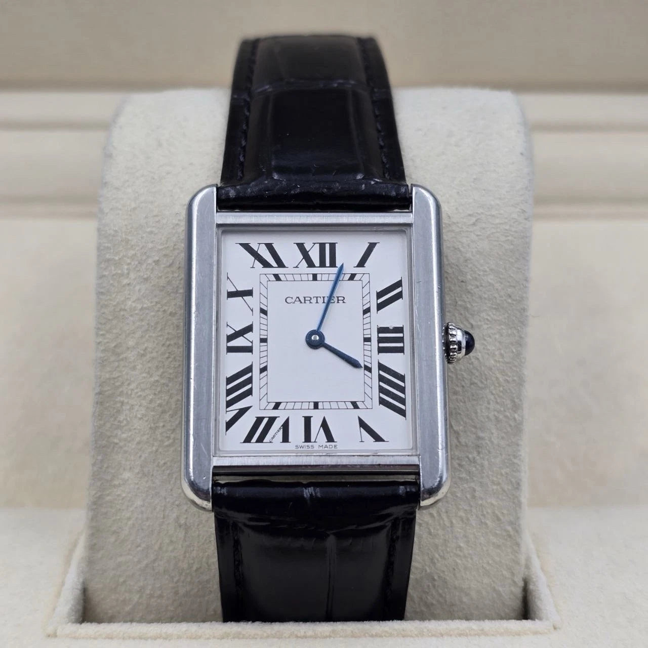 PAPERS Cartier Tank Solo Stainless Steel Silver W1018355 Roman Leather 27mm