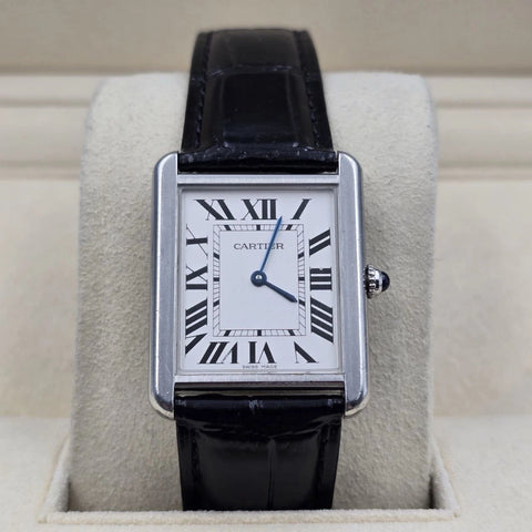 PAPERS Cartier Tank Solo Stainless Steel Silver W1018355 Roman Leather 27mm