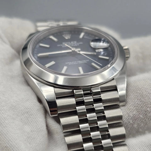 2018 PAPERS Rolex Datejust 41mm 126300 Blue Stick Dial Smooth Bezel Jubilee BOX