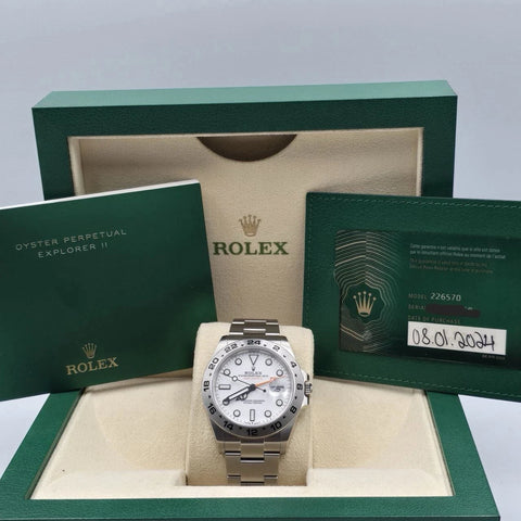PAPERS 2024 Rolex Explorer II 42mm 226570 White Polar Dial BOX