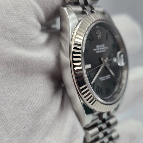 2018 PAPERS Rolex Datejust 41mm Steel Jubilee Gray Wimbledon Dial 126334 BOX