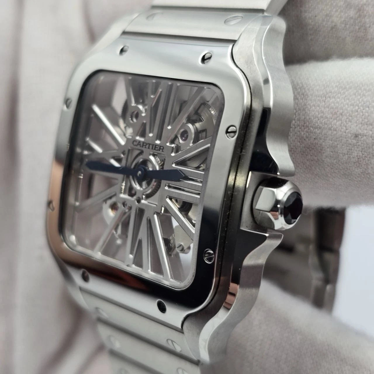 PAPERS 2018 Cartier Santos Skeleton Dial Stainless Steel 40mm WHSA0007 BOX