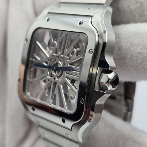 PAPERS 2018 Cartier Santos Skeleton Dial Stainless Steel 40mm WHSA0007 BOX