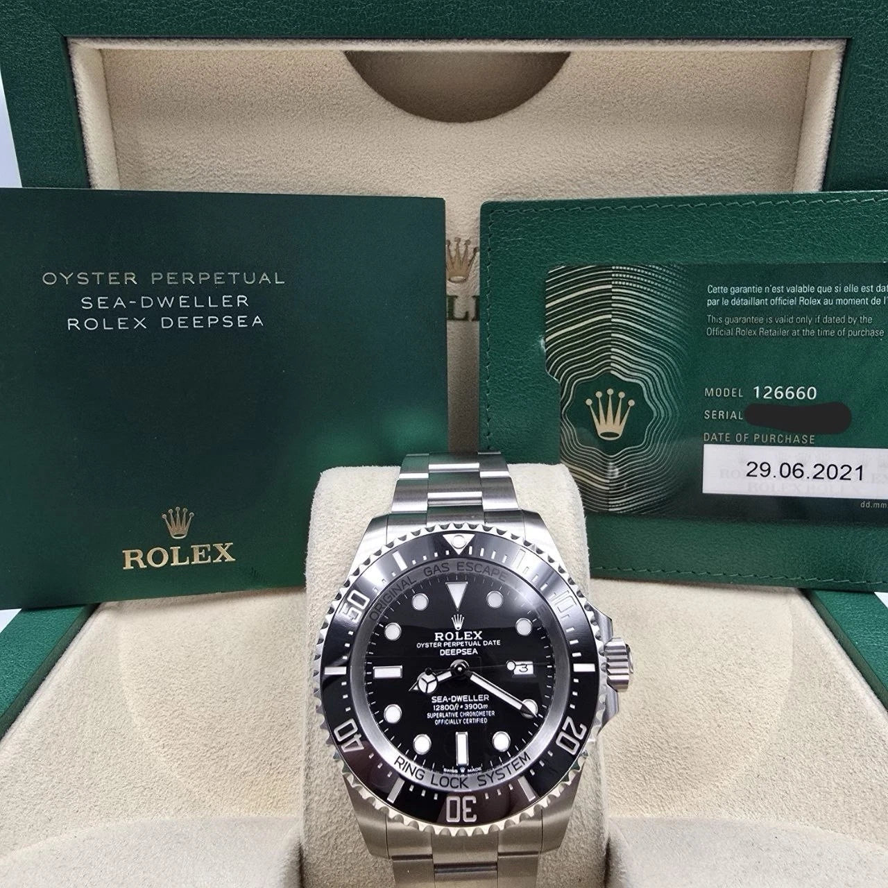 2021 PAPERS Rolex Sea-Dweller Deepsea Black 44mm Stainless Ceramic 126660 BOX