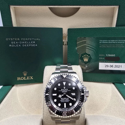 2021 PAPERS Rolex Sea-Dweller Deepsea Black 44mm Stainless Ceramic 126660 BOX