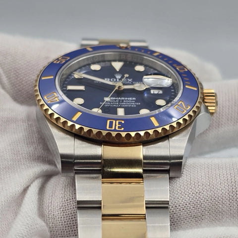 PAPERS 2022 Rolex Submariner Blue Dial Two Tone Gold 41mm Watch 126613LB BOX
