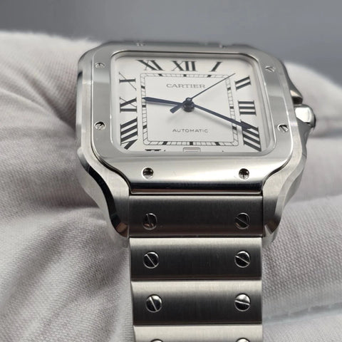 NEW Cartier Santos de Cartier Stainless Steel White Dial WSSA0018 UNWORN