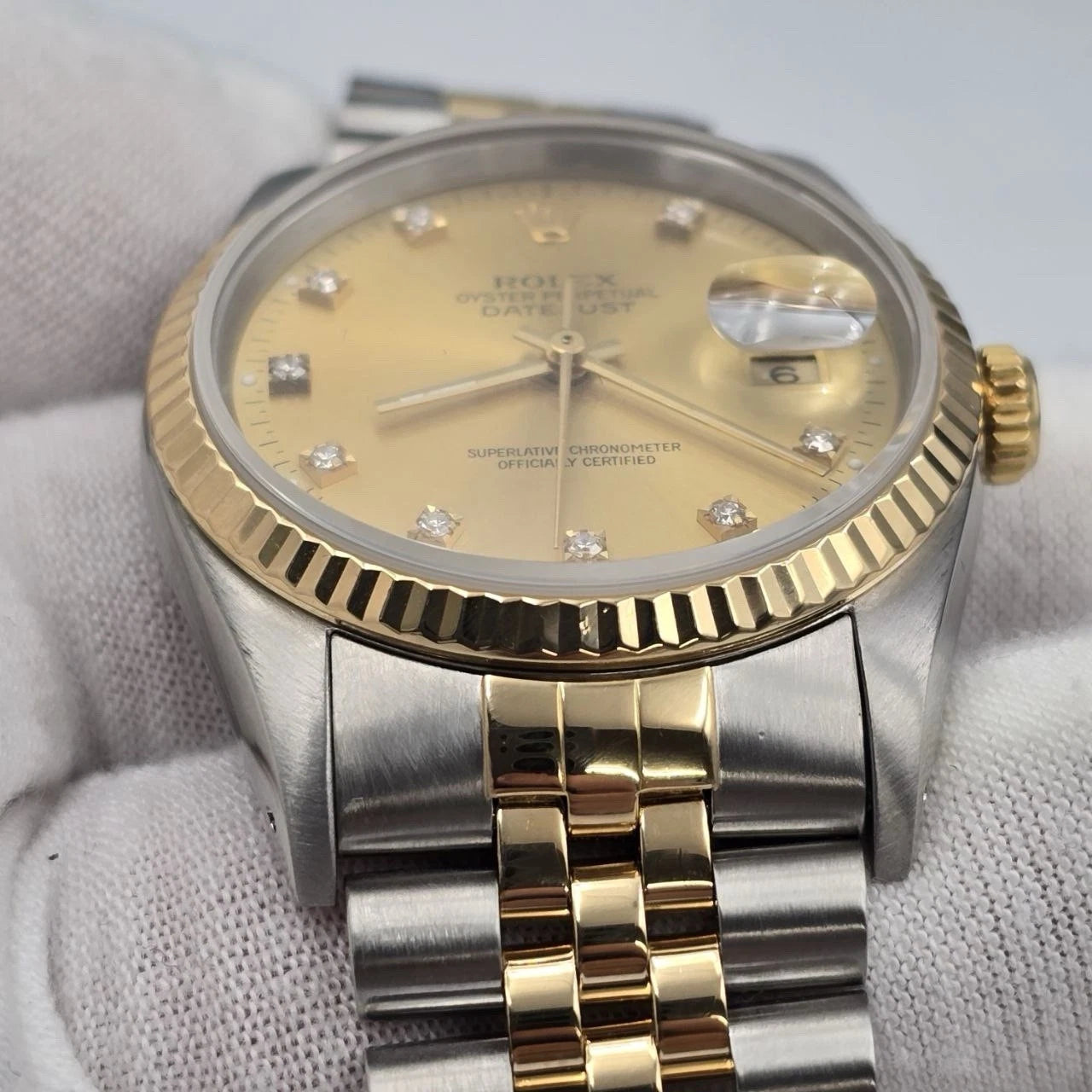PAPERS Rolex Datejust 36mm Champagne Diamond Dial Two Tone Jubilee 18K 16233
