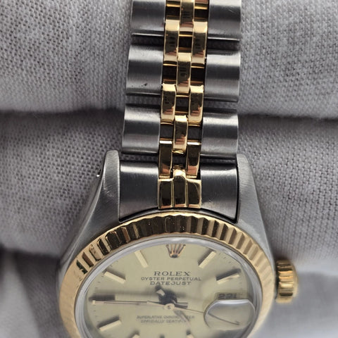 PAPERS Rolex Datejust Yellow Gold & Steel 69173 Champagne Dial Watch 26mm + RSC