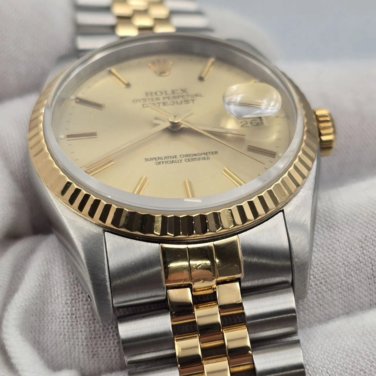 PAPERS Rolex Datejust 36mm Champagne Dial Two Tone Jubilee 16233