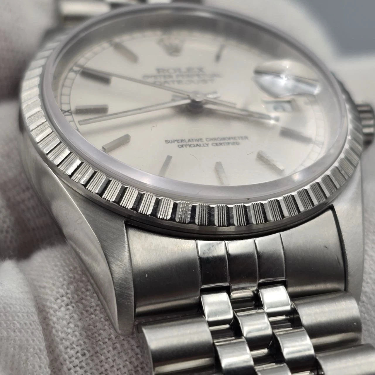 MINT Rolex Datejust Steel Automatic 36mm Silver Dial Jubilee Watch 16220