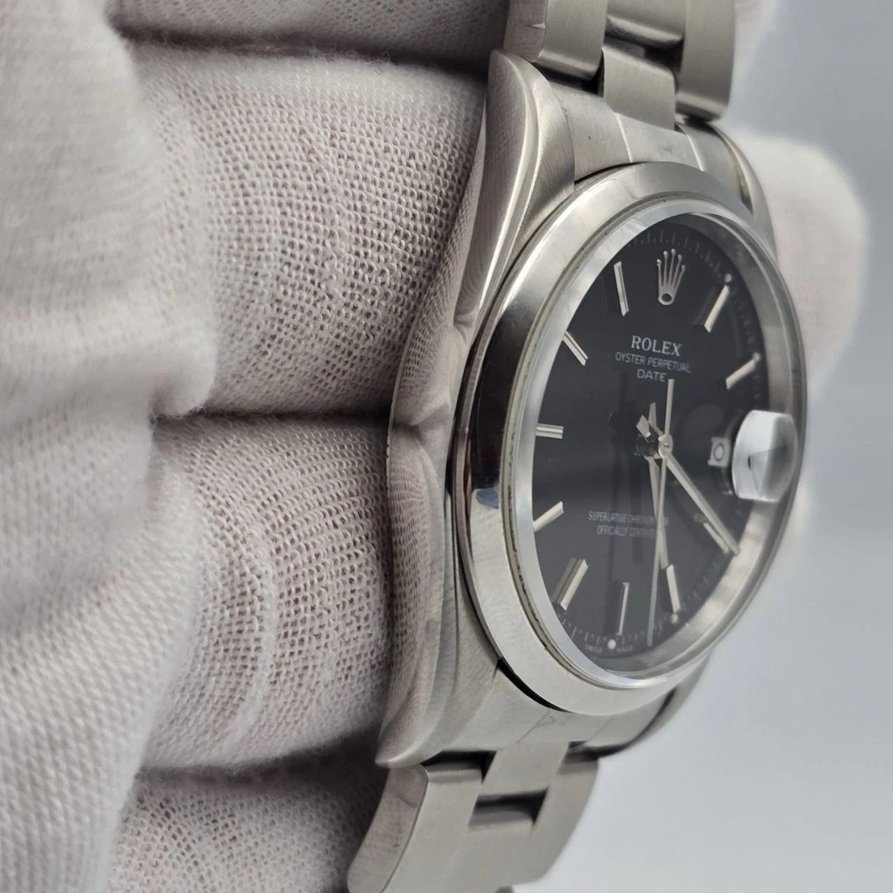 Rolex Oyster Perpetual Date 15200 Stainless Steel Black Dial 34MM Watch