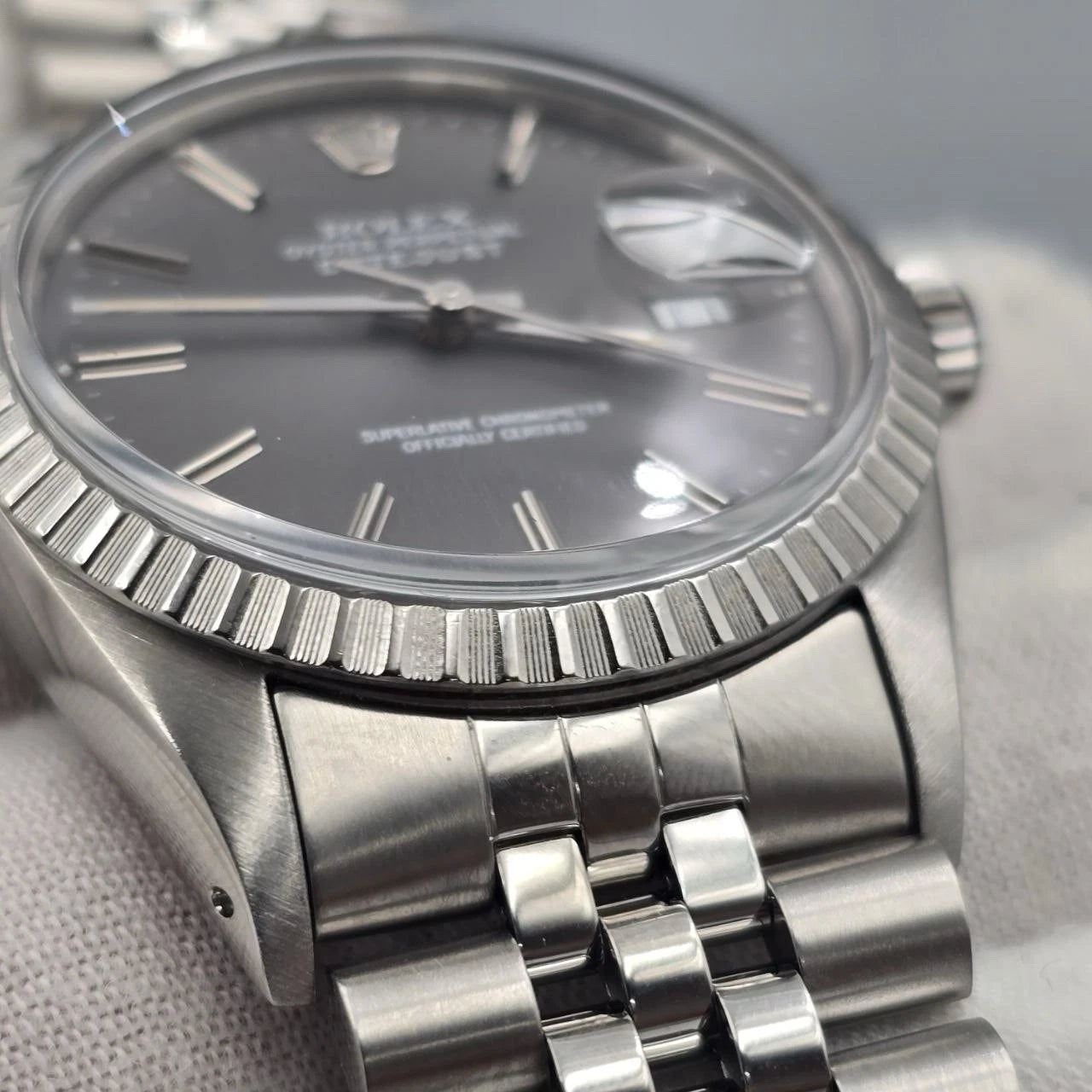 MINT Rolex Datejust Stainless Steel Grey Ghost Dial 36mm Automatic Watch 16030