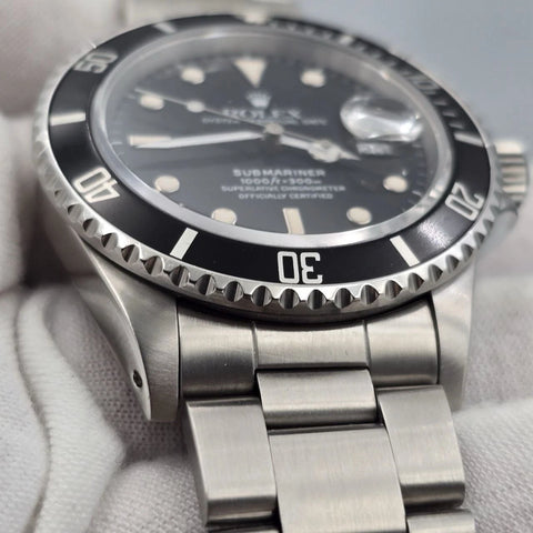 MINT Rolex Submariner Date 16800 Stainless Steel Black 40mm Oyster Watch