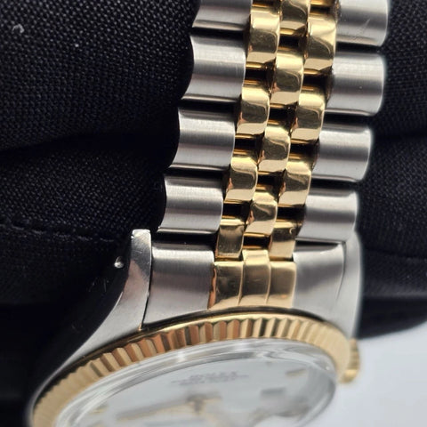 Rolex DateJust 36mm White Roman Fluted Two-Tone 18K Yellow Gold Jubilee 16013