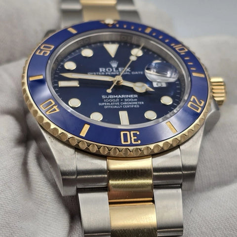 PAPERS 2024 Rolex Submariner Blue Dial Two Tone Gold 41mm Watch 126613LB BOX