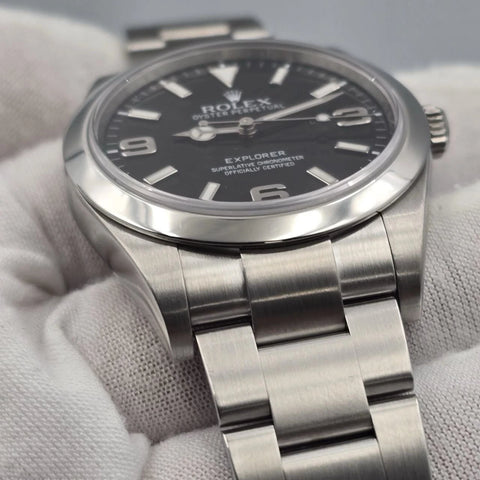 2014 PAPERS Rolex Explorer I Black Stainless Steel MK1 39mm Watch 214270 PAPERS