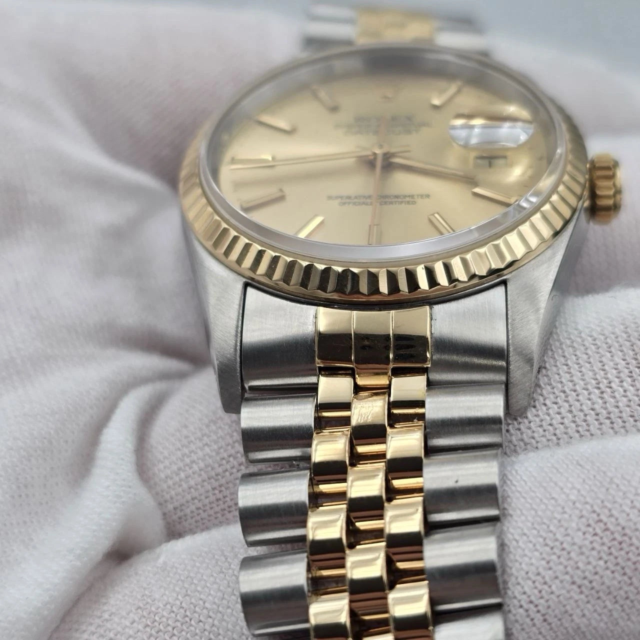 PAPERS Rolex Datejust 36mm Champagne Dial 18K Two Tone Jubilee 16233