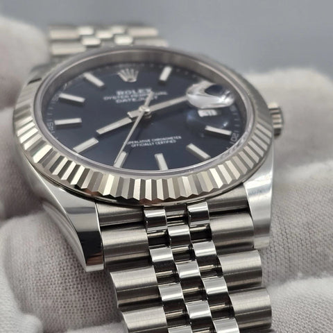 PAPERS 2025 Rolex Datejust 41mm 126334 Blue Stick Dial Fluted Bezel Jubilee BOX