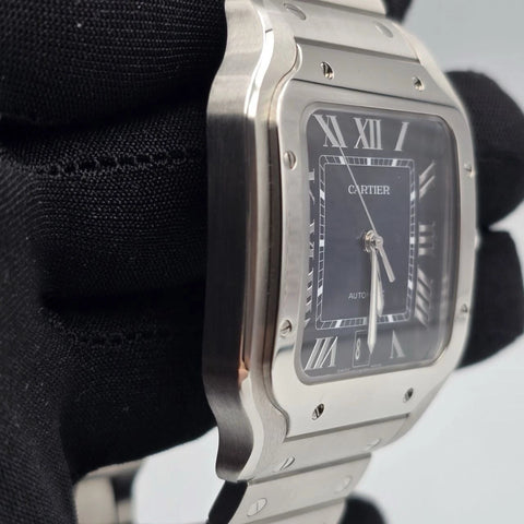 NEW Cartier Santos de Cartier Large Model Steel Blue Dial 39.8mm WSSA0071