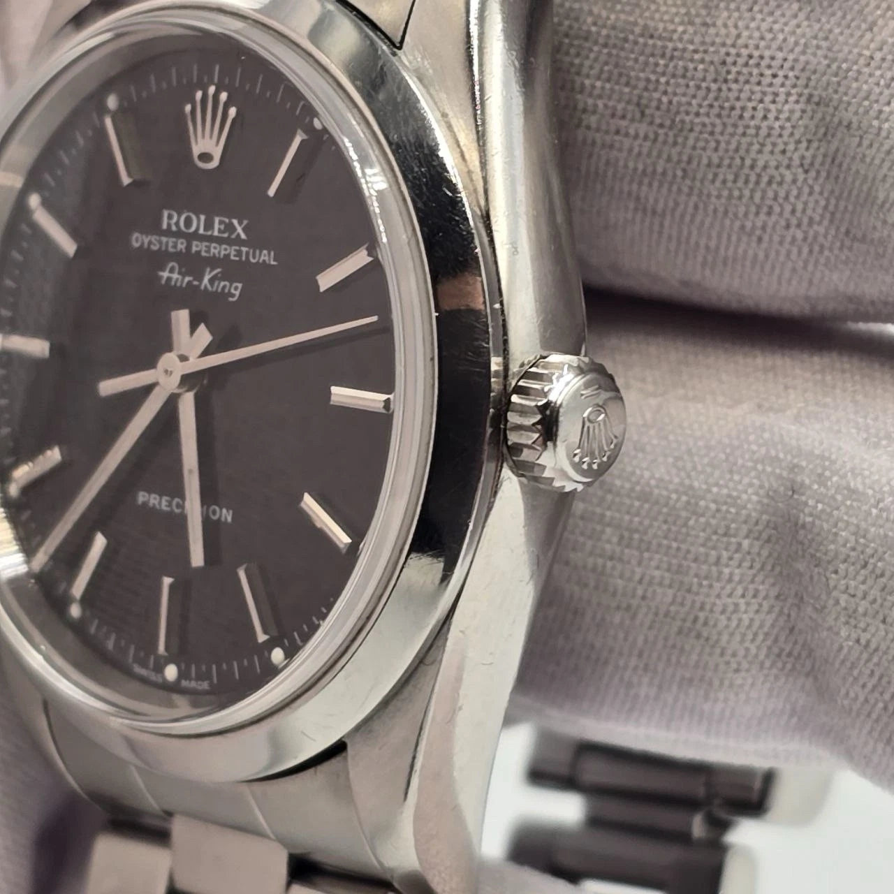 2007 Rolex Air King 14000M Automatic Watch Stainless Black Dial 34MM