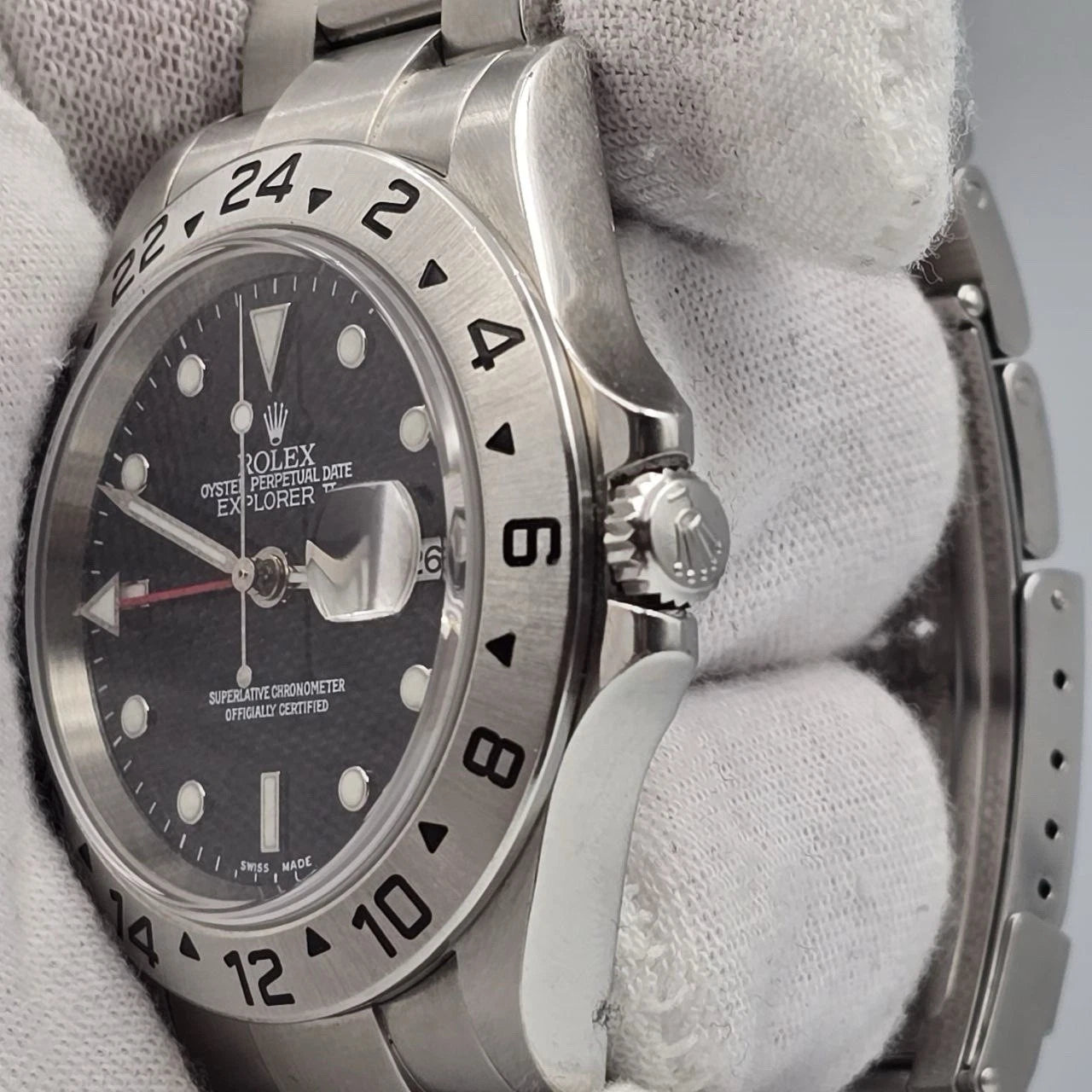 2005 Rolex Explorer II 16570 Steel Black Dial NO HOLES Automatic Date Watch 40MM