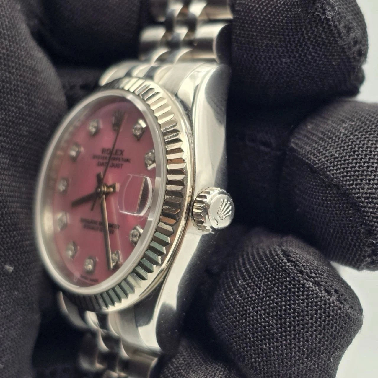Rolex Datejust MOP Pink Diamond Dial Steel White Gold 31mm Watch 178274 B+P