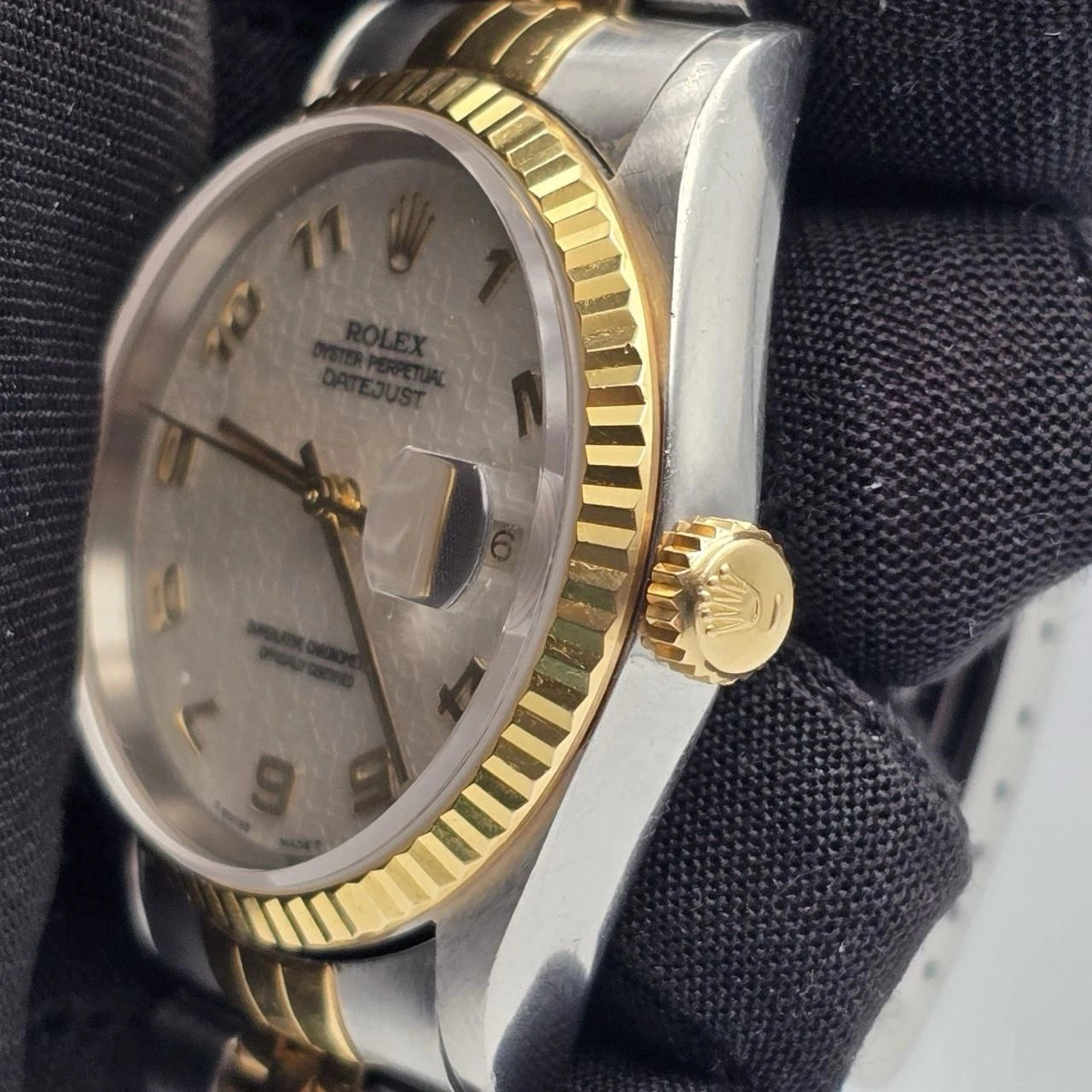 Rolex Datejust 16233 Two Tone Jubilee Bracelet Ivory Dial NO HOLES 36mm Watch