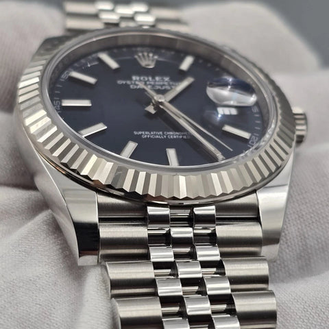 NEW 2025 Rolex Datejust 41mm 126334 Blue Stick Dial Fluted Bezel Jubilee UNWORN