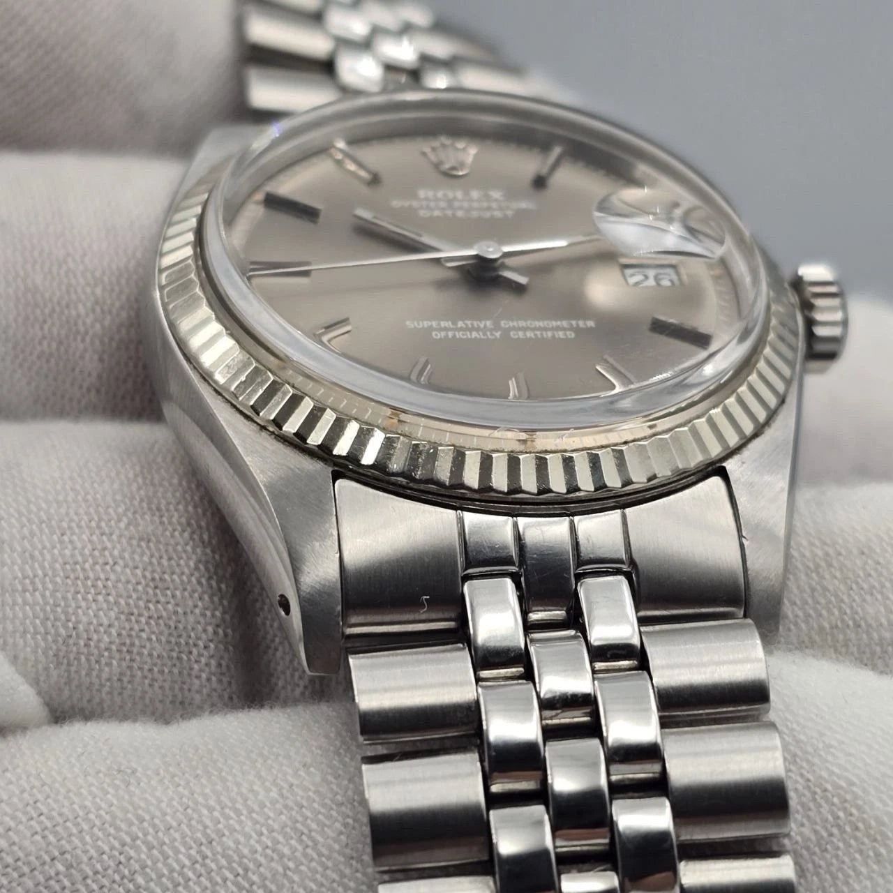 Rolex Datejust 1601 Steel RARE Factory Grey Ghost Sigma Dial Jubilee 36mm Watch