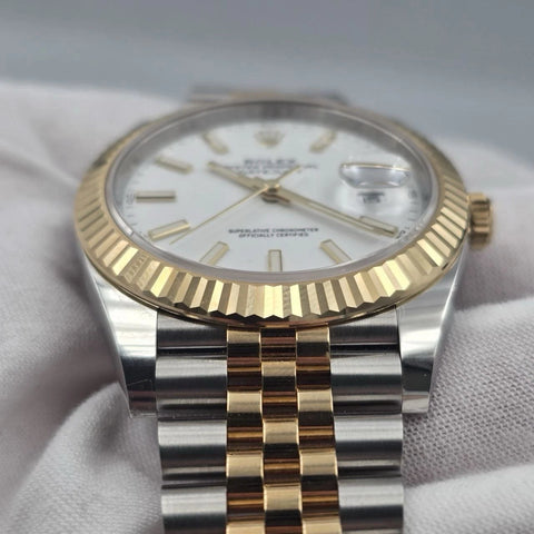 PAPERS 2022 Rolex Datejust 41mm 18K Two Tone White Dial Jubilee 126333 BOX