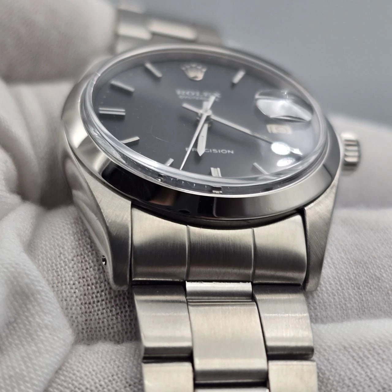 Rolex Oyster Date Precision 6694 Stainless Steel 34mm Black Dial Watch