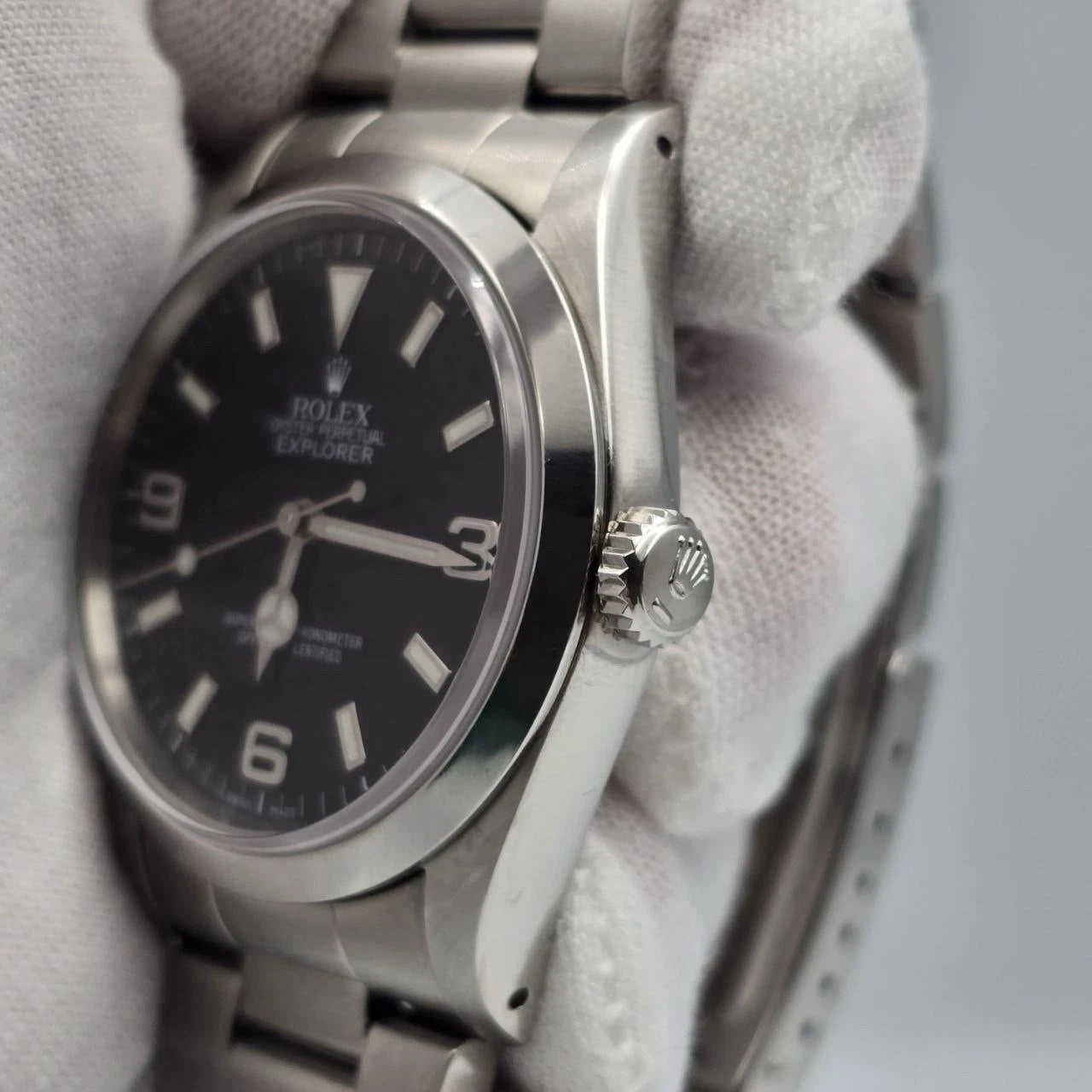 PAPERS Rolex Explorer I 14270 Men’s Automatic 36mm Steel Black Dial Watch + RSC