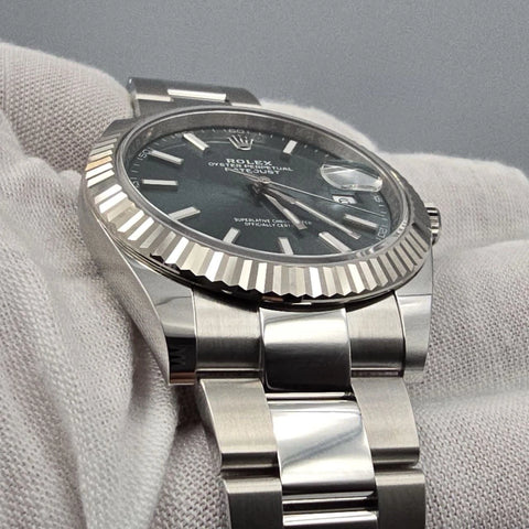 NEW 2025 Rolex Datejust 41mm 126334 Oyster Mint Green Dial Fluted Bezel UNWORN