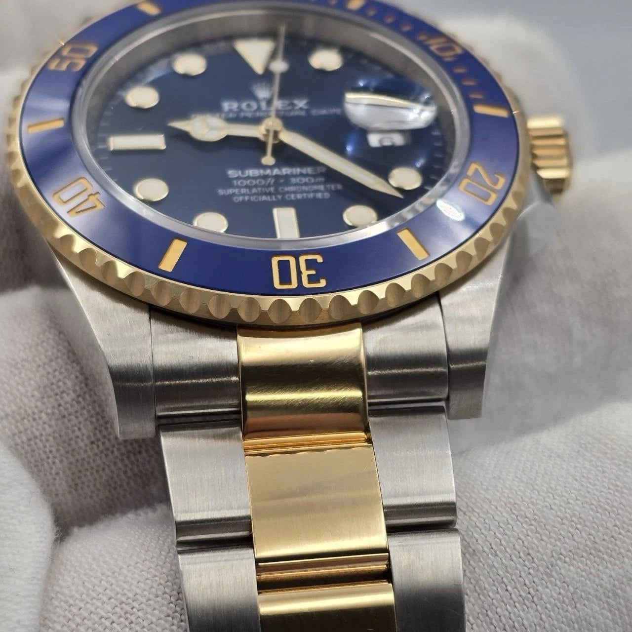 PAPERS 2022 Rolex Submariner Blue Dial Two Tone Gold 41mm Watch 126613LB BOX