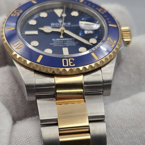 PAPERS 2022 Rolex Submariner Blue Dial Two Tone Gold 41mm Watch 126613LB BOX