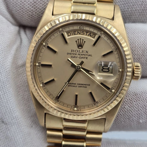PAPERS Rolex Day-Date 1803 President German 18k Gold 36mm Factory Champagne Dial