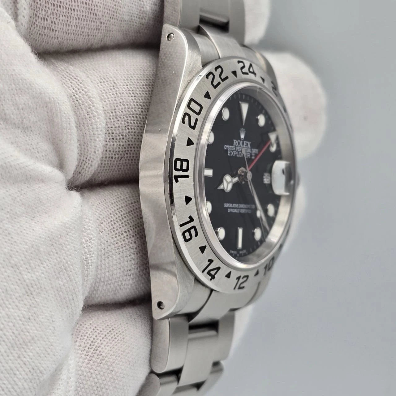 PAPERS 2003 Rolex Explorer II 16570 Steel Black Dial Date 40mm Watch + 2019 RSC