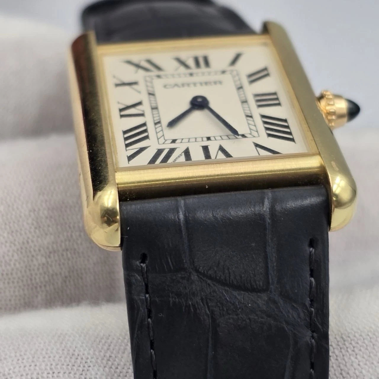 Cartier Tank Louis Large Watch 18K Yellow Gold WGTA0067 Leather Quartz B+P