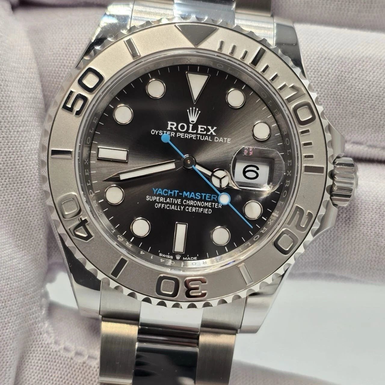 NEW 2025 FRESH Rolex Yacht-Master 40mm Rhodium Slate Dial Platinum Watch UNWORN