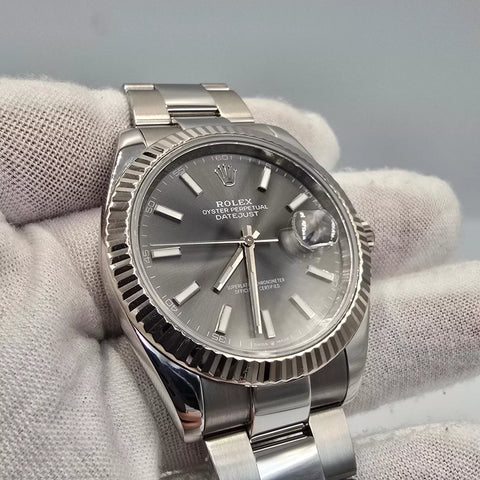 Rolex Datejust 41mm Rhodium Dial Stainless Steel Oyster 126334