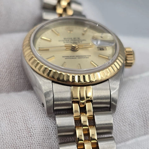 PAPERS Rolex Datejust 26mm Silver Dial Two Tone Jubilee Watch 69173 BOX