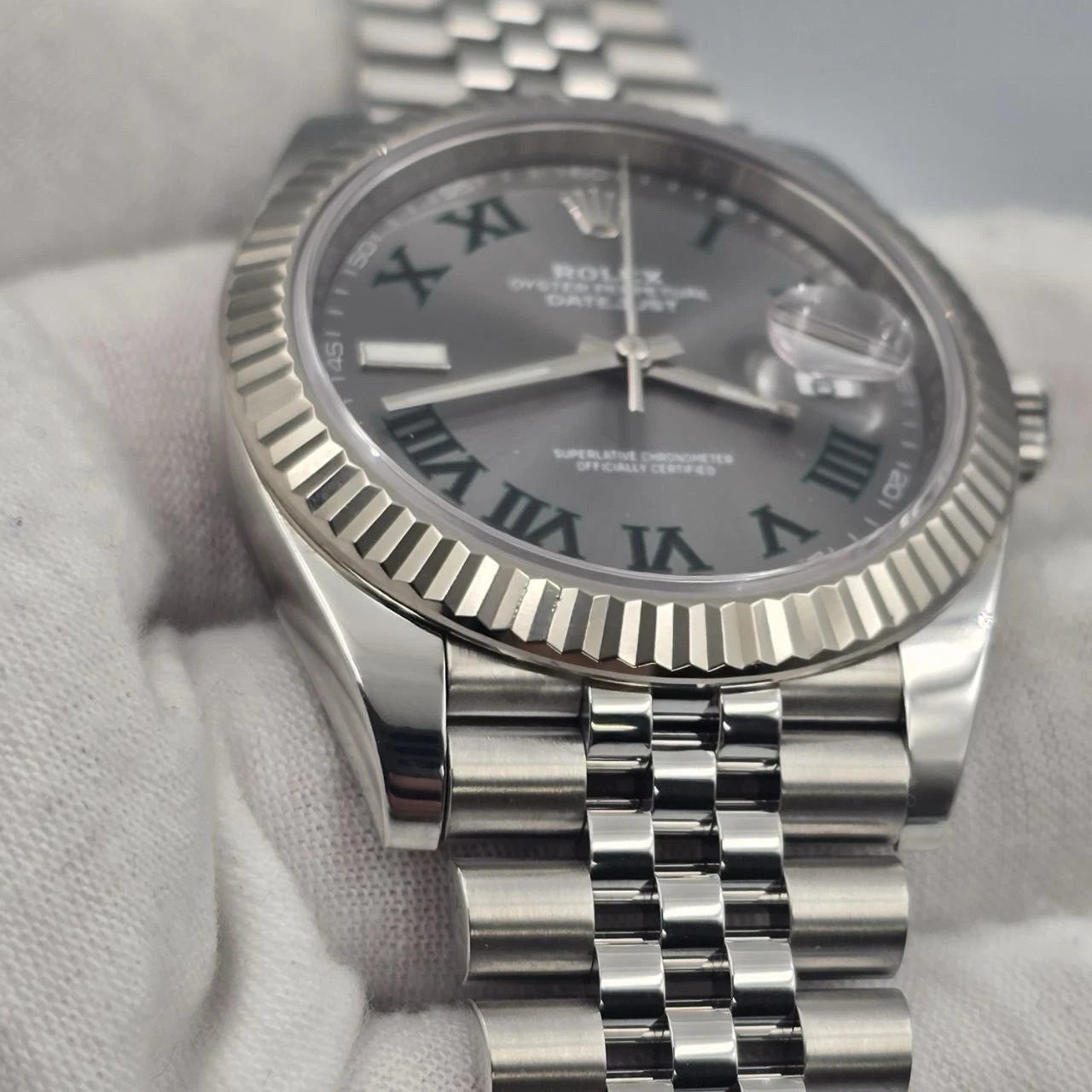 PAPERS 2024 Rolex Datejust 41mm 126334 Steel Jubilee Gray Wimbledon Dial BOX