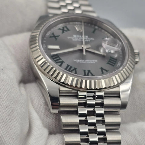 PAPERS 2024 Rolex Datejust 41mm 126334 Steel Jubilee Gray Wimbledon Dial BOX
