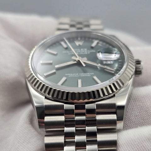 NEW 2026 Rolex Datejust 36mm 126234 Mint Green Dial Fluted Jubilee UNWORN