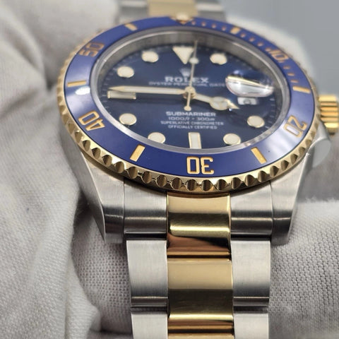 PAPERS 2023 Rolex Submariner Blue Dial Two Tone Gold 41mm Watch 126613LB BOX