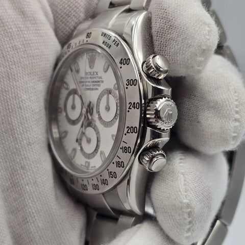 Rolex Cosmograph Daytona 116520 White APH Fat Buckle Steel 40mm Watch
